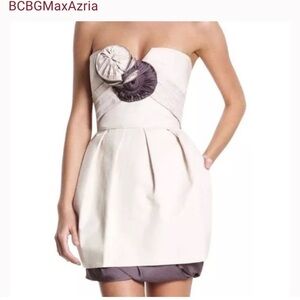 BCBGMaxAzria Strapless Dress in Cream and Purple